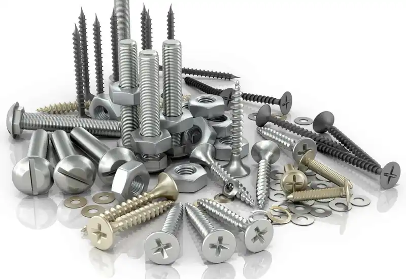 Assorted fasteners — bolts, nuts, screws and washers